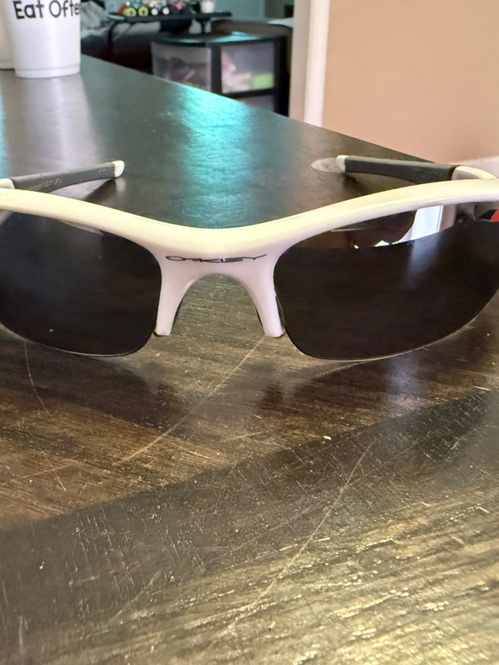 Oakley White Frame Sunglasses with Dark/Black Lenses